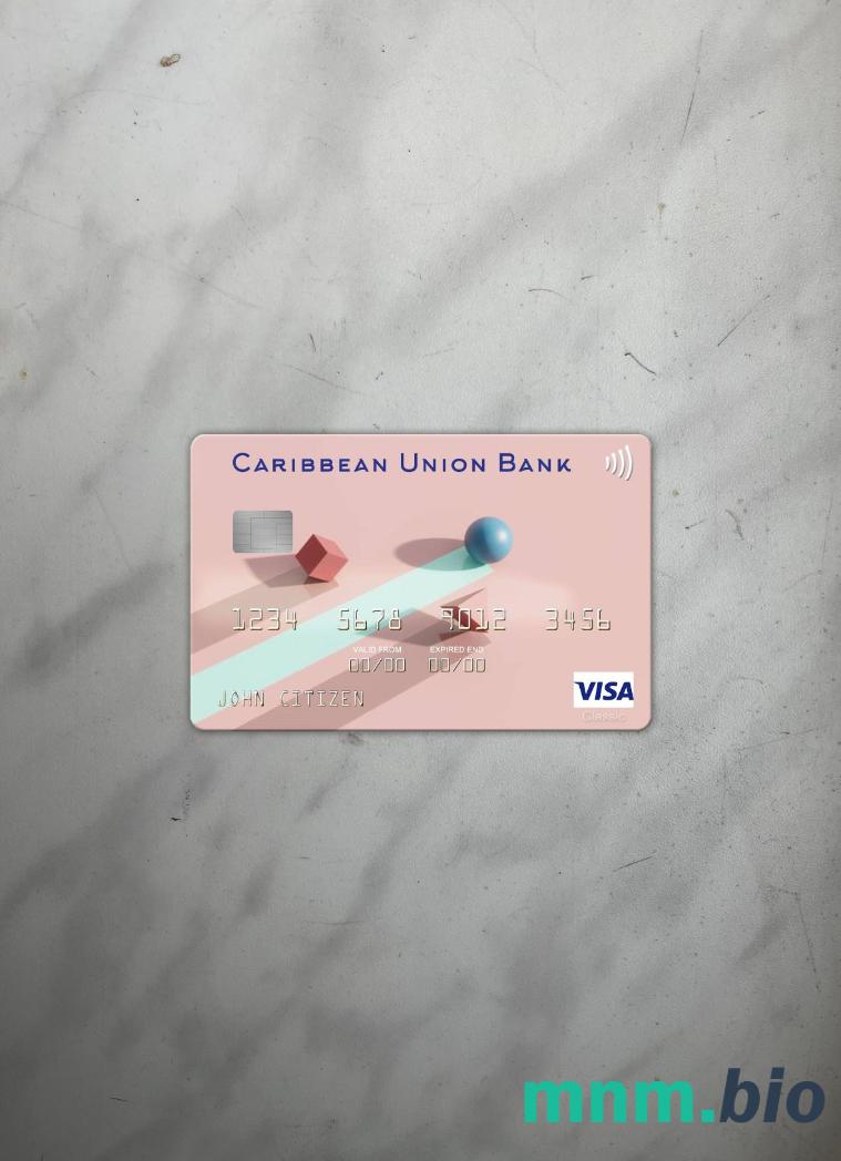 Antigua and Barbuda Caribbean Union bank wygląd zdjęcia karty wizowej skan PSD + zdjęcie